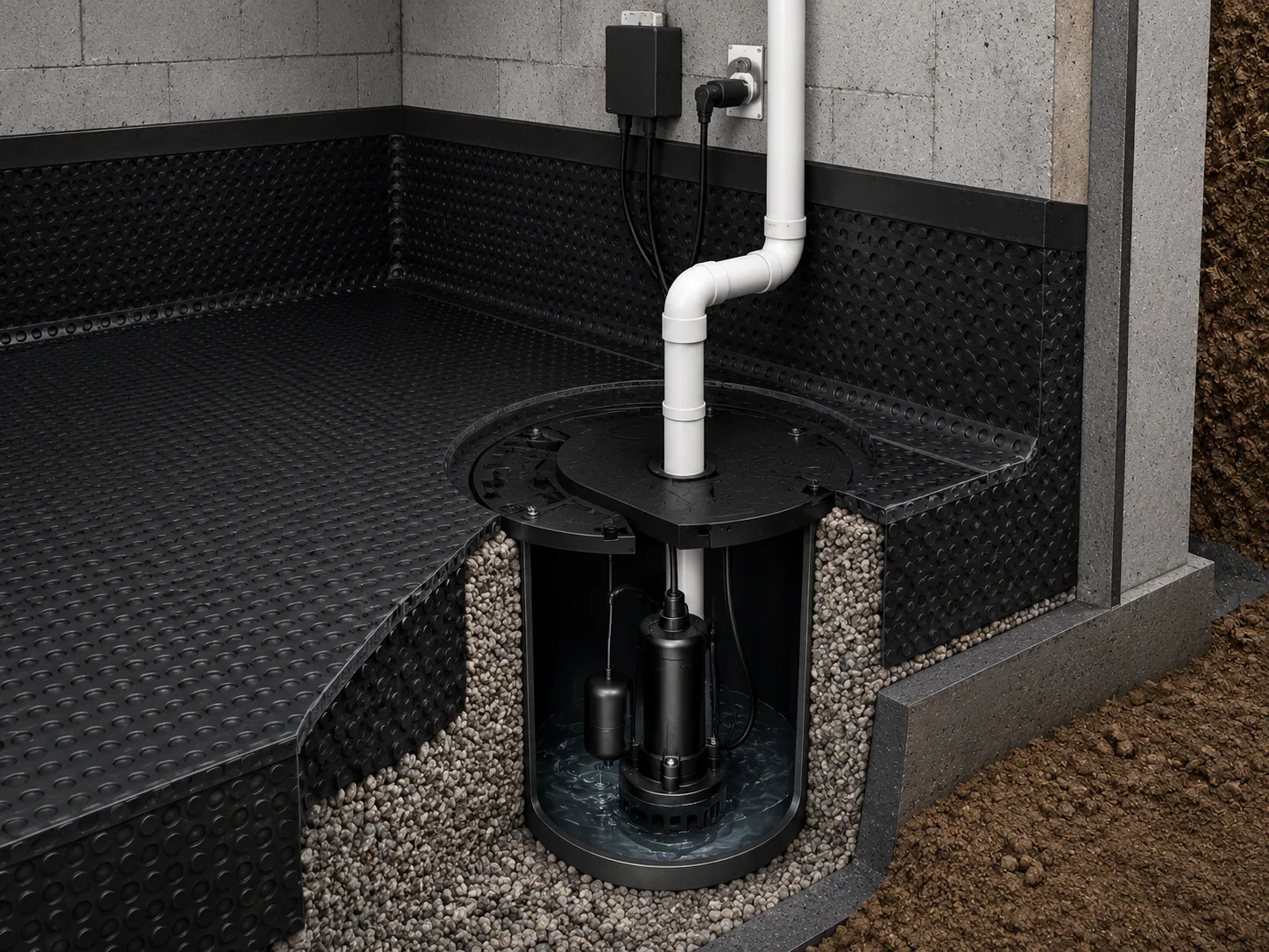 Interior drainage system and sump pump installation in Toronto basement